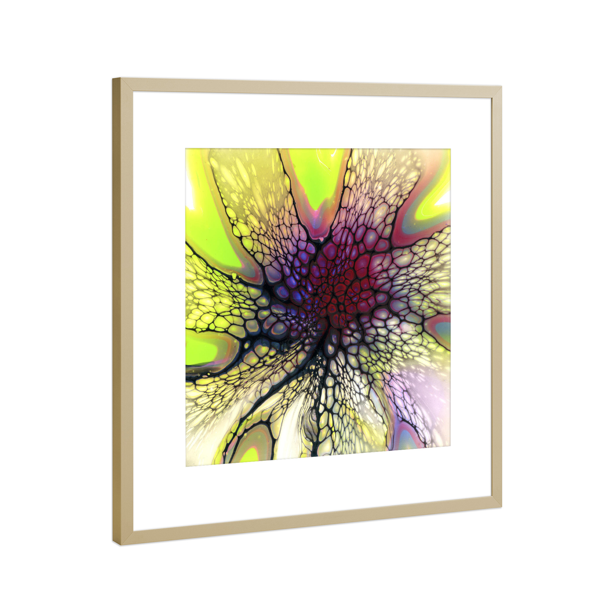 Poster mit Rahmen Gold "Bunt X Lacing" artboxONE - Abstrakt