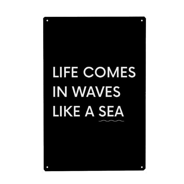 Holzbild "Like a Sea" artboxONE - Typografie - Wave,Sea,Like,Typo,Typografie,Typography,Schwarzweiß,Blackandwhite,Life,Leben,Mindset