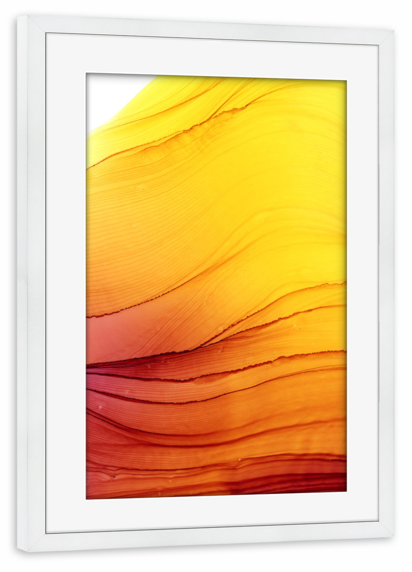 Poster mit Rahmen weiß "Gelb Abstract Rot" artboxONE - Abstrakt