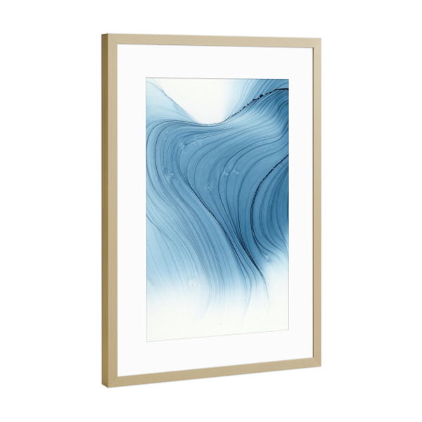 Poster mit Rahmen Gold "Fluss V" artboxONE - Abstrakt