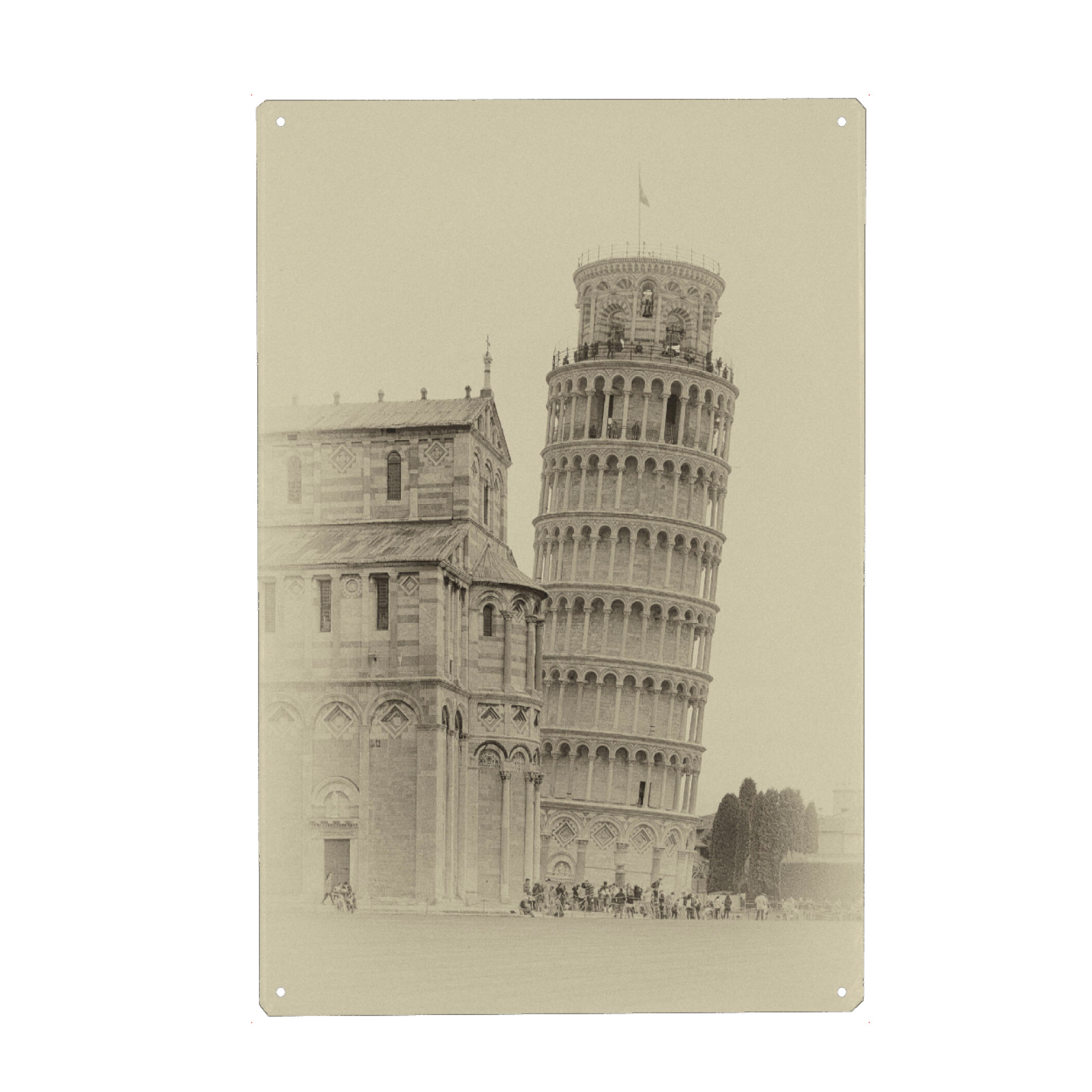 Holzbild "Schiefer Turm von Pisa - Italien" artboxONE - Städte,Schwarzweiß,Architektur,Reise / Länder