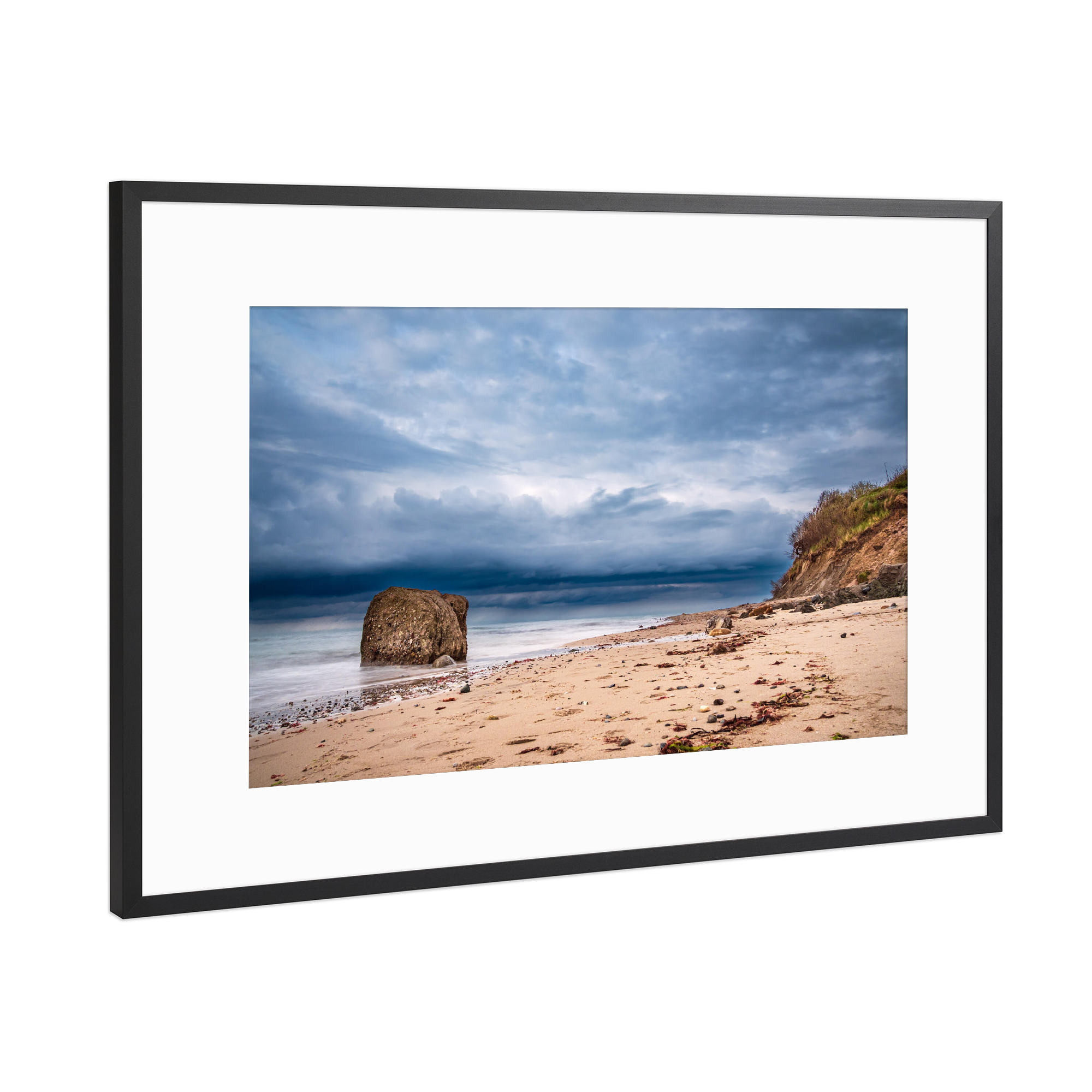 Poster mit Rahmen Schwarz (Metallic) "Strand bei Meschendorf" artboxONE - Natur,Reise,Reise / Strand und Meer