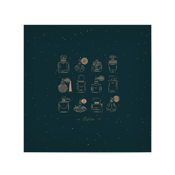 Poster 20x20 cm "Perfume vintage bottles green" artboxONE - Für Kinder,Fashion,Für Mama,Für Papa
