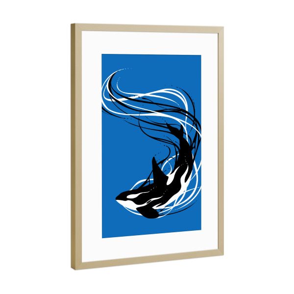 Poster mit Rahmen Gold "Fantasy Lines Killer Whale" artboxONE - Tiere,Unterwasser