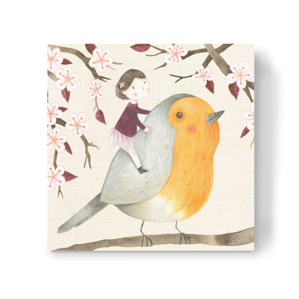 Leinwandbild "Rotkehlchen im Baum" artboxONE - Natur,Floral,Für Kinder,Tiere
