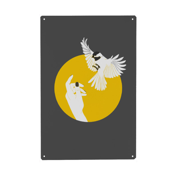 Metall Poster "Tame Bird - Zahmer Vogel" artboxONE - Tiere,Comic