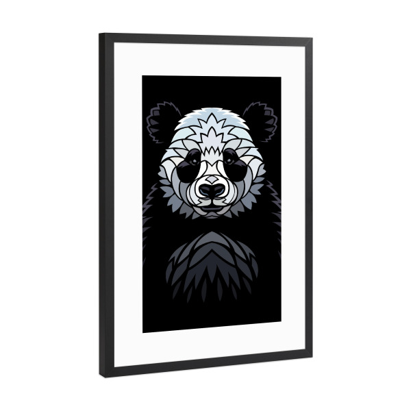 Poster mit Rahmen Schwarz (Metallic) "Tribal Panda" artboxONE - Tiere,Abstrakt - Bear,Panda,Tribal,Chinese,Bär,Tier,Animal,Portrait,Nursery,Kinder