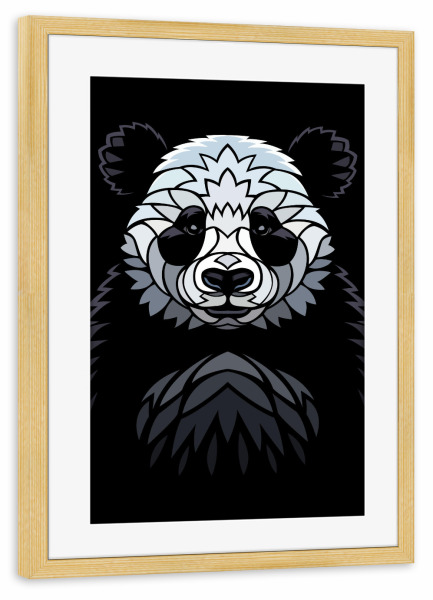 Poster mit Rahmen kiefer "Tribal Panda" artboxONE - Tiere,Abstrakt - Bear,Panda,Tribal,Chinese,Bär,Tier,Animal,Portrait,Nursery,Kinder