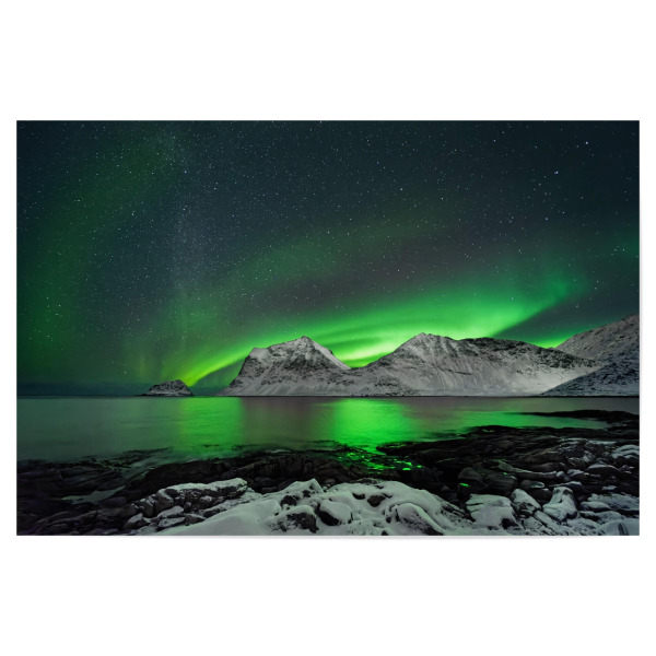 Poster 30x20 cm "Polarlicht an der Küste" artboxONE - Natur,Reise / Strand und Meer,Galaxy