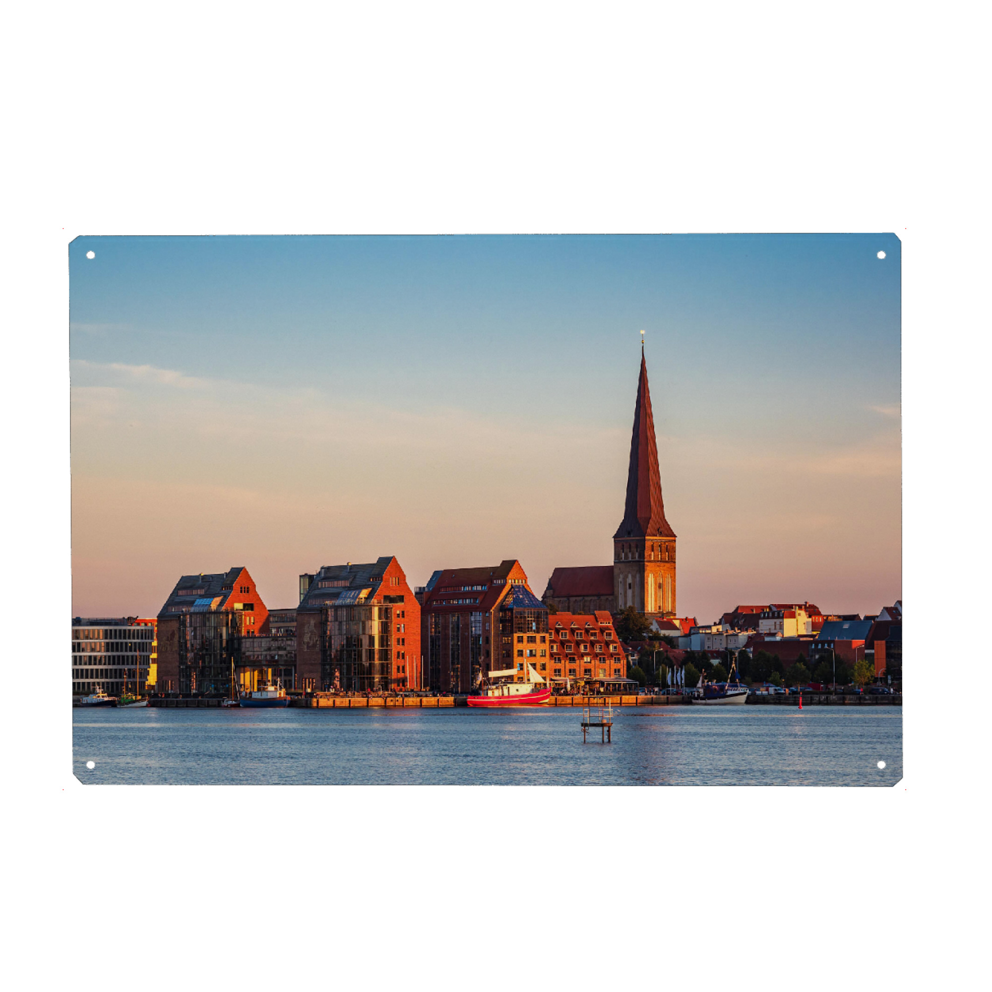 Holzbild "Rostock im Abendlicht" artboxONE - Natur,Reise,Architektur,Städte / Weitere