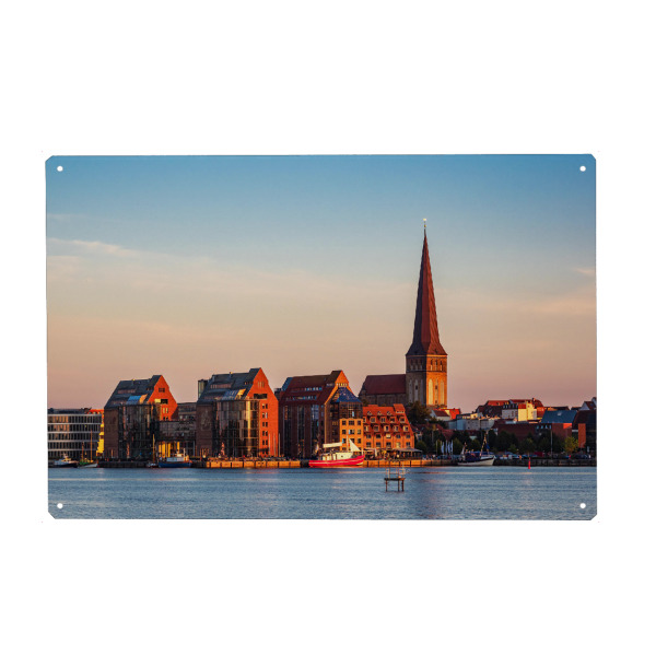 Holzbild "Rostock im Abendlicht" artboxONE - Natur,Reise,Architektur,Städte / Weitere