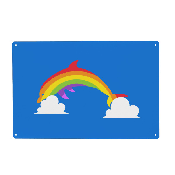 Metall Poster "Rainbow Dolphin" artboxONE - Für Kinder,Tiere,Unterwasser