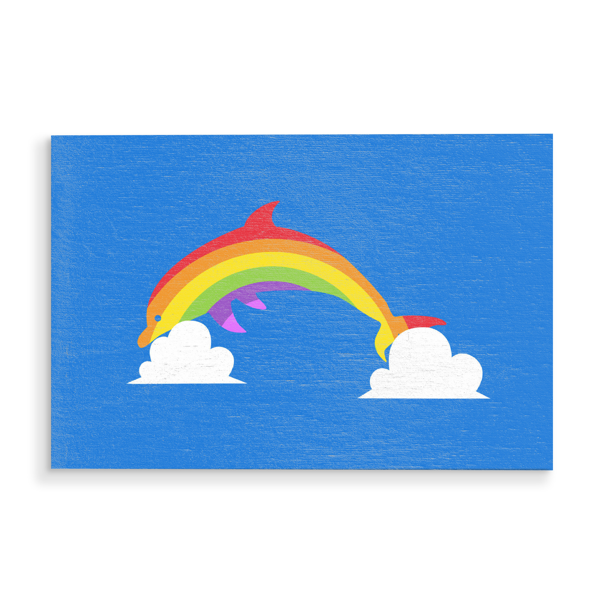 Holzbild "Rainbow Dolphin" artboxONE - Für Kinder,Tiere,Unterwasser