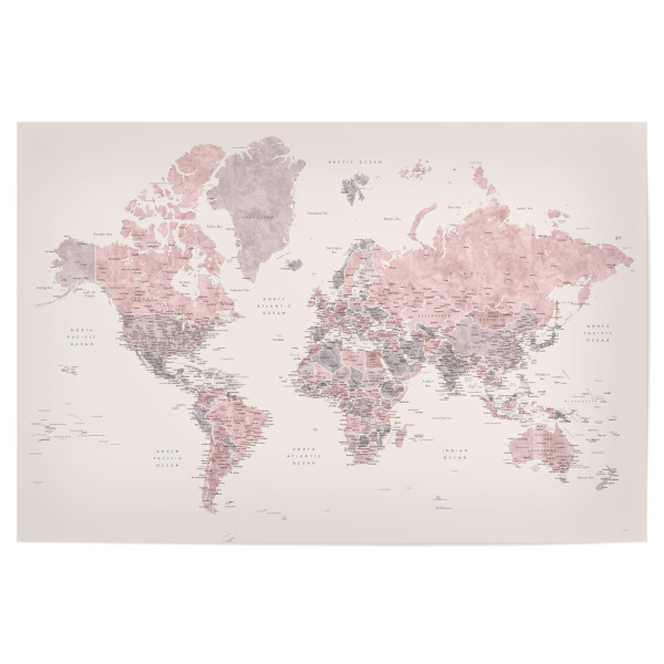 Poster "Madelia world map in dusty pink" artboxONE - Reise,Kartografie