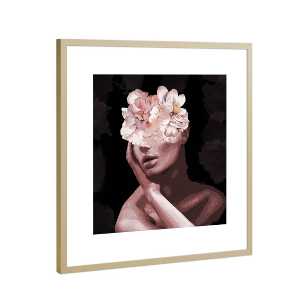 Poster mit Rahmen Gold "Delicate Floral" artboxONE - Floral,Menschen,Für Mama - Abstract,Collage,Feminine,Floral,Flower,Female,Woman,Frau,Beauty