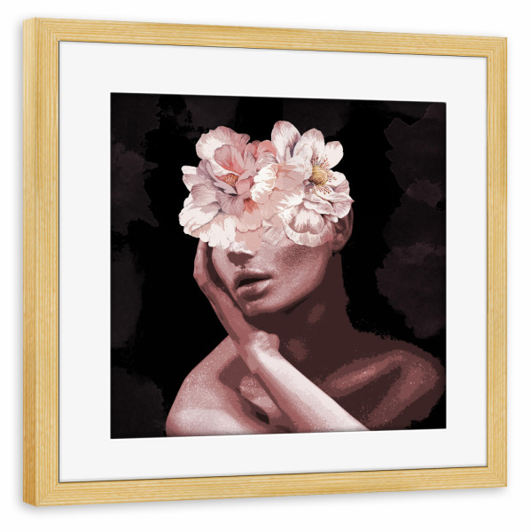 Poster mit Rahmen kiefer "Delicate Floral" artboxONE - Floral,Menschen,Für Mama - Abstract,Collage,Feminine,Floral,Flower,Female,Woman,Frau,Beauty
