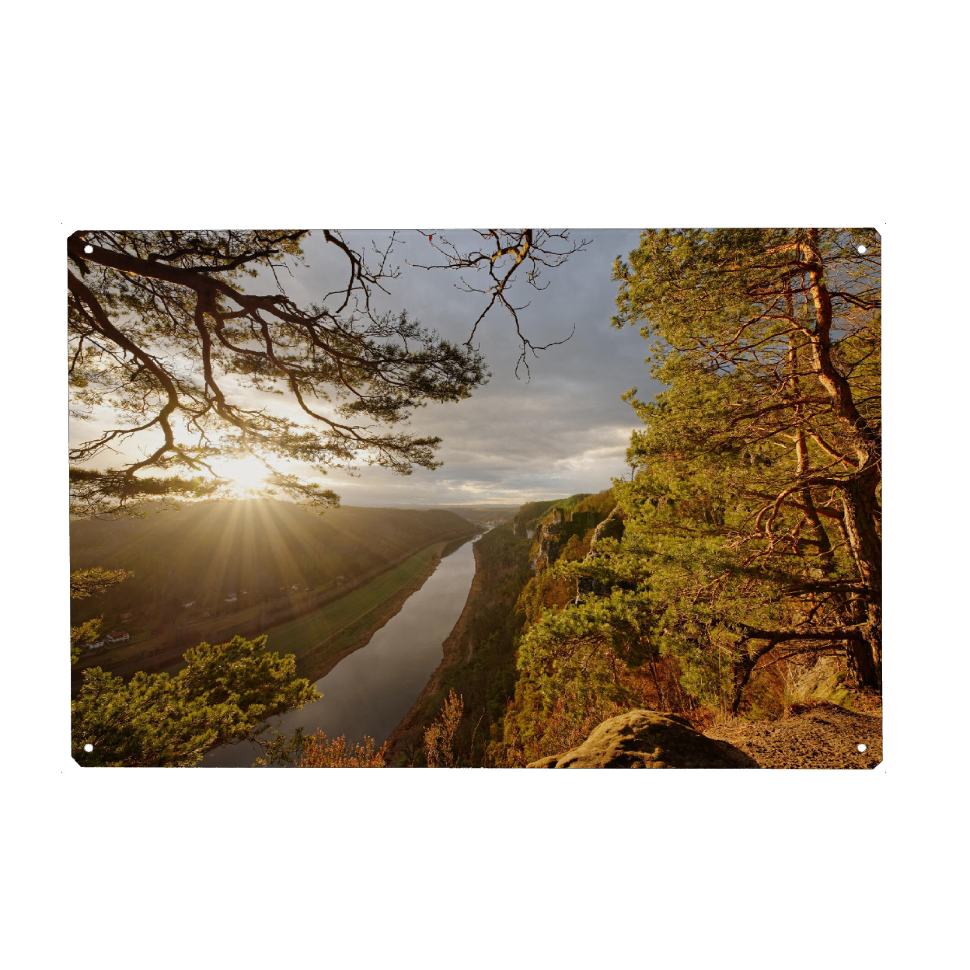 Metall Poster "Abendlicht im Elbsandsteingebirge" artboxONE - Natur,Reise