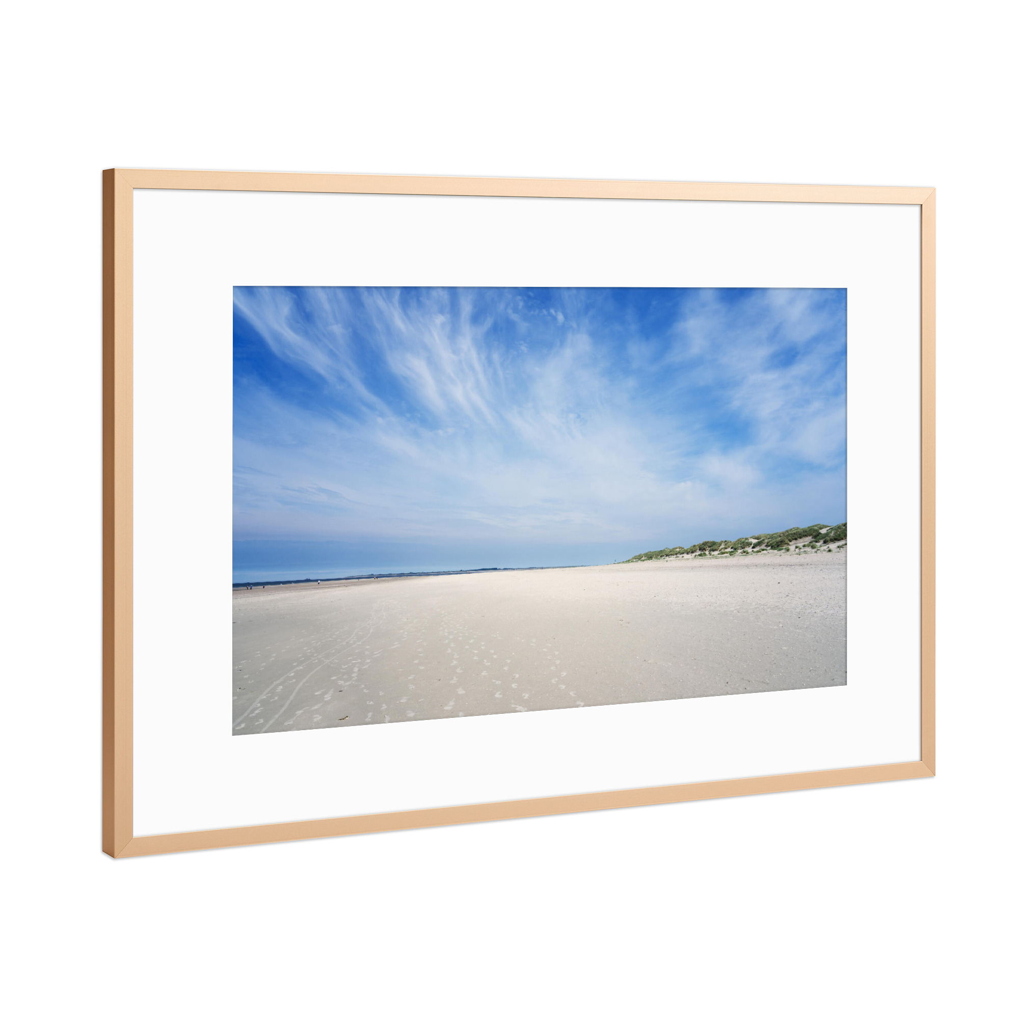 Poster mit Rahmen Kupfer "Weiter Strand auf Baltrum" artboxONE - Natur,Reise,Reise / Strand und Meer