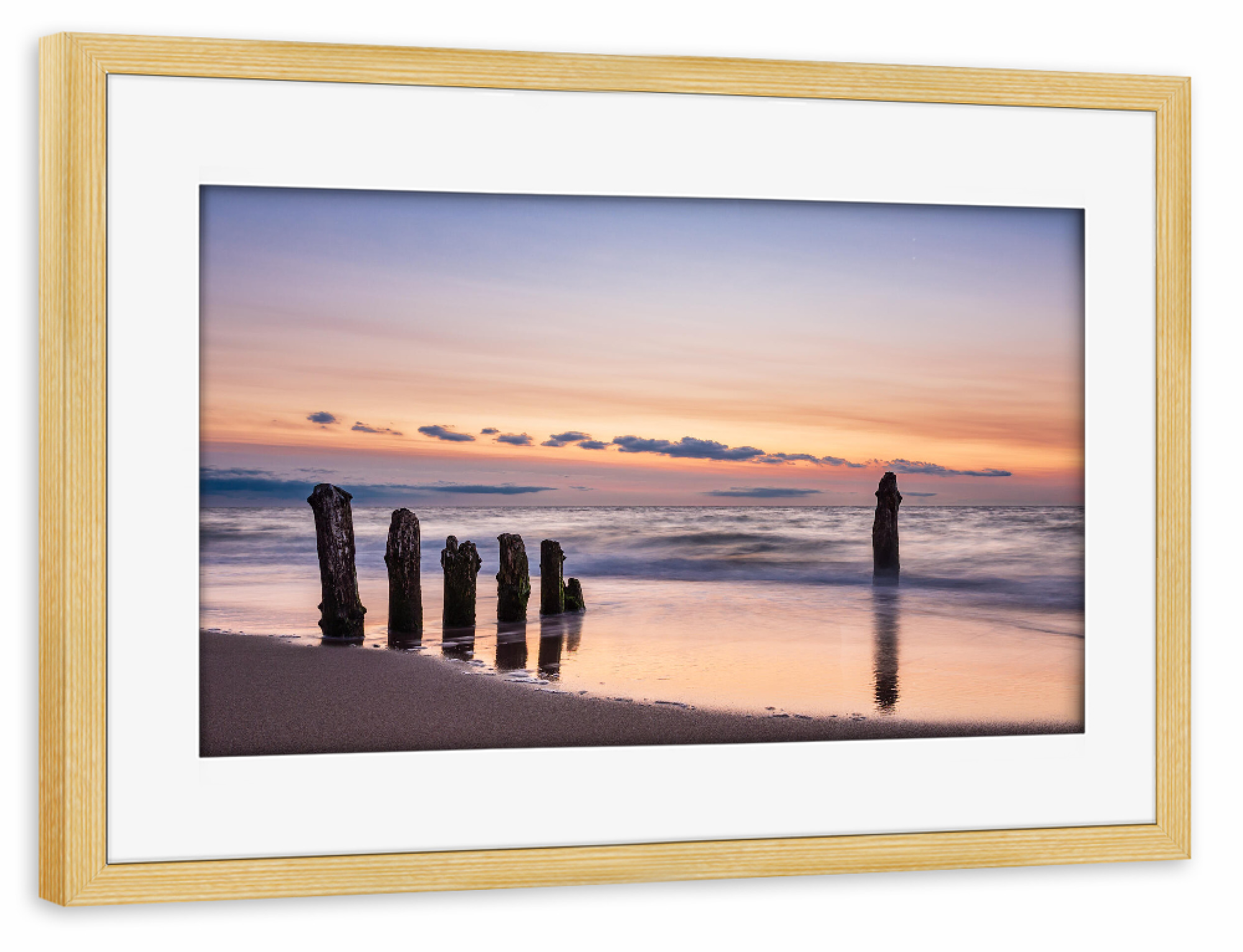 Poster mit Rahmen kiefer "Buhnen bei Kühlungsborn" artboxONE - Natur,Reise,Reise / Strand und Meer