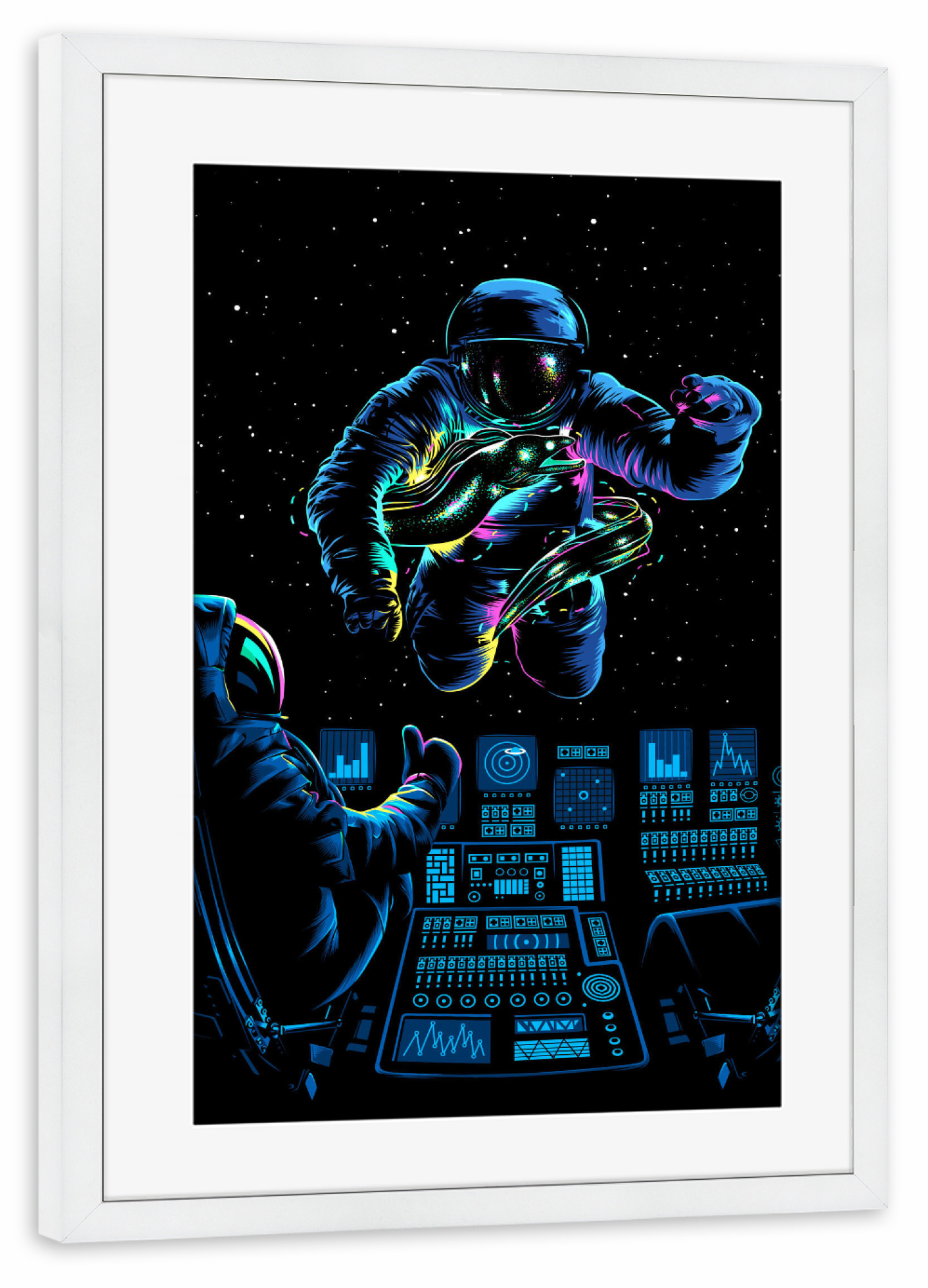 Poster mit Rahmen weiß "Astronauts" artboxONE - Fiktion,Galaxy