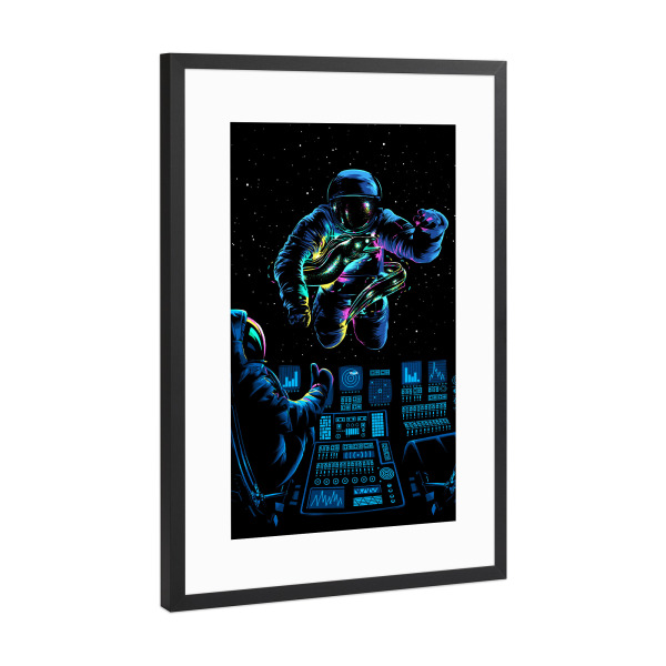 Poster mit Rahmen Schwarz (Metallic) "Astronauts" artboxONE - Fiktion,Galaxy