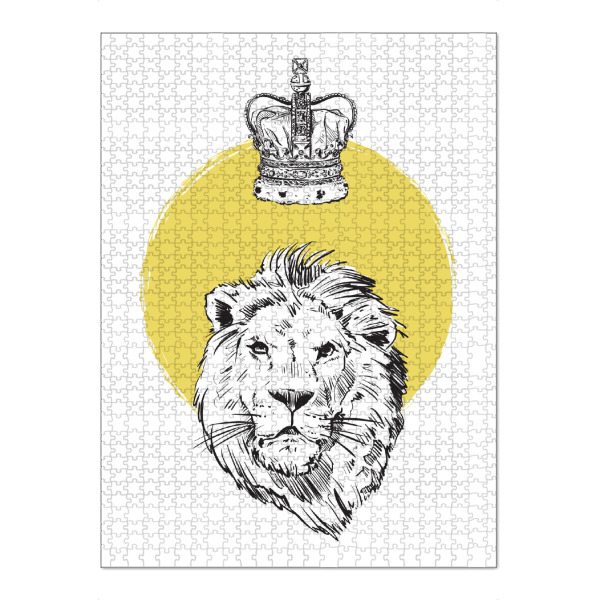 Puzzle Ravensburger "Lion king" artboxONE - Natur,Tiere,Reise / Afrika - Tier,Löwe,Wildtier,Afrika,Skizze,Gelb,Minimalistisch,Africa,Animal,Lion