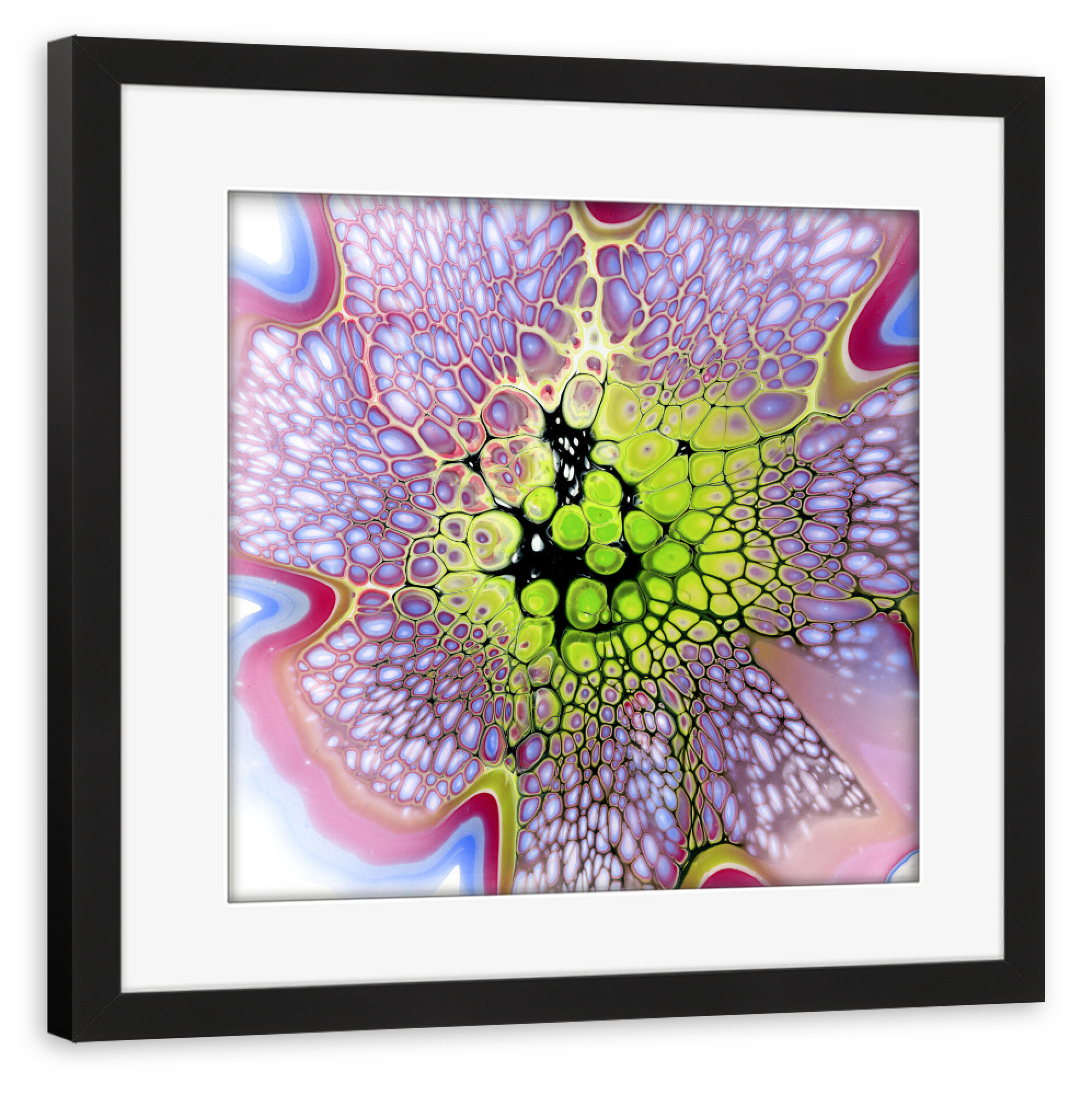 Poster mit Rahmen schwarz "Green Lila Pink Lacing" artboxONE - Abstrakt