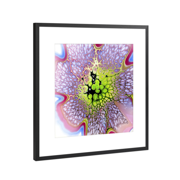 Poster mit Rahmen Schwarz (Metallic) "Green Lila Pink Lacing" artboxONE - Abstrakt