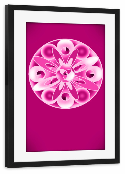 Poster mit Rahmen schwarz "Orna magenta" artboxONE - Geometrie - Ornament,Mandala,Kreise,Magenta,Esoterik,Struktur,Geometrie,Form,Geometry