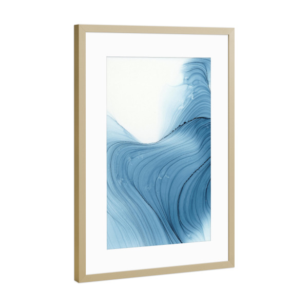 Poster mit Rahmen Gold "Diese Wellen" artboxONE - Abstrakt