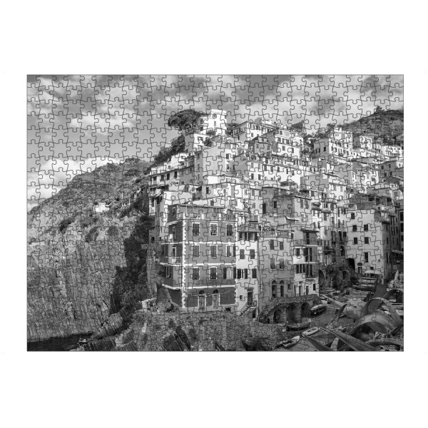 Puzzle Ravensburger "Riomaggiore - Cinque Terre - sw" artboxONE - Städte,Schwarzweiß,Architektur,Reise / Länder