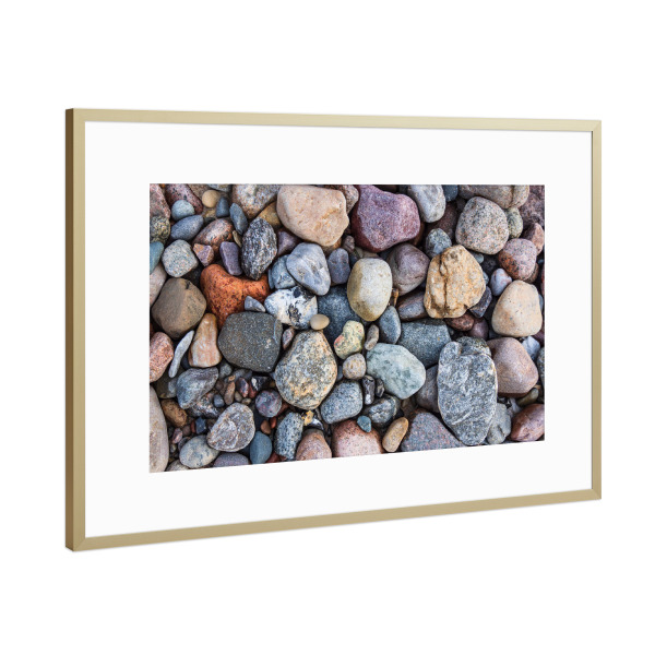 Poster mit Rahmen Gold "Steine am Strand" artboxONE - Natur,Reise,Reise / Strand und Meer