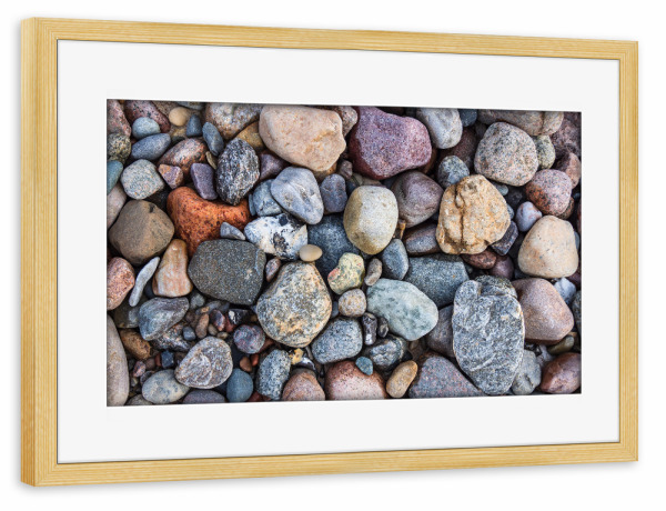 Poster mit Rahmen kiefer "Steine am Strand" artboxONE - Natur,Reise,Reise / Strand und Meer