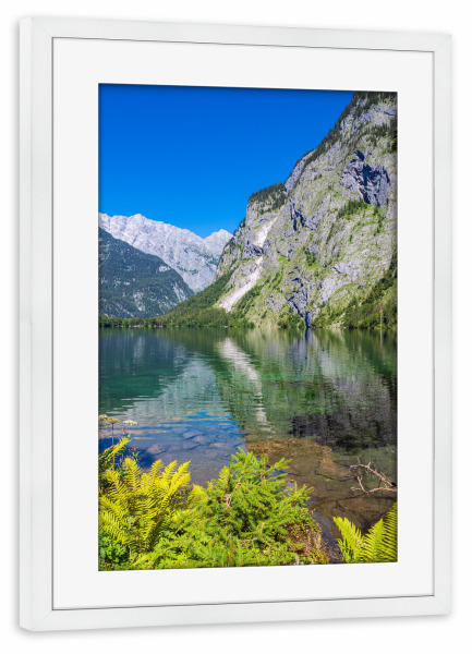Poster mit Rahmen weiß "Der Obersee in Bayern" artboxONE - Natur,Reise