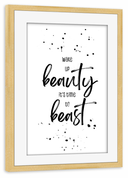 Poster mit Rahmen kiefer "Time to beast" artboxONE - Typografie,Lustig