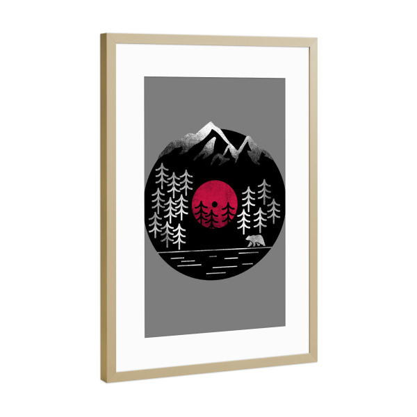 Poster mit Rahmen Gold "Vinyl Nature" artboxONE - Natur,Tiere,Geometrie