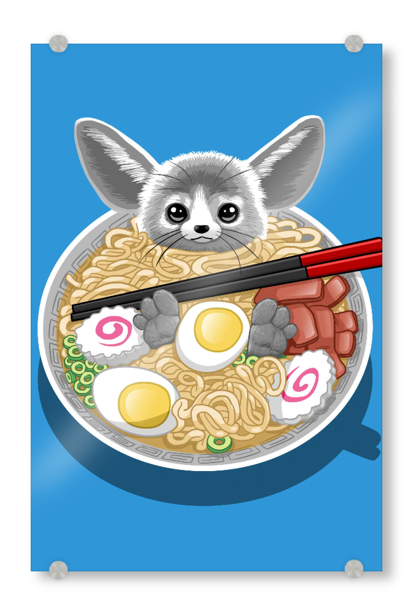 Acrylglasbild "Ramen rabbit" artboxONE - Tiere,Essen & Trinken - Noodles,Ramen,Rabbit,Mouse,Egg,Food,Restaurant,Maus,Tier,Japan,Animal,Suppe