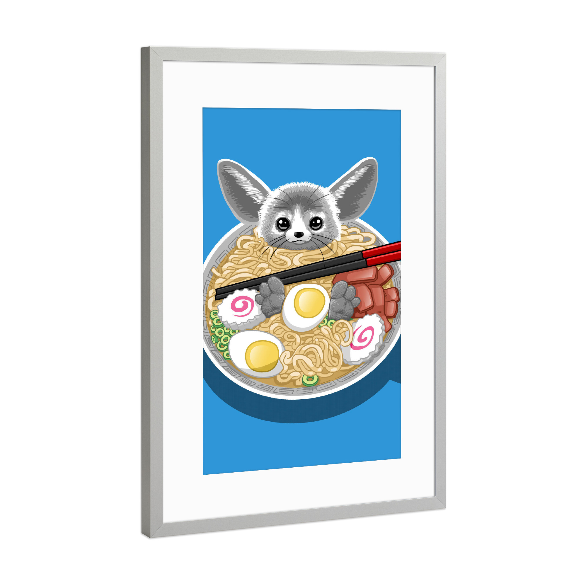 Poster mit Rahmen Silber "Ramen rabbit" artboxONE - Tiere,Essen & Trinken