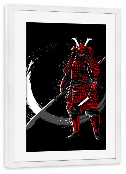 Poster mit Rahmen weiß "Circle ZEN Samurai" artboxONE - Menschen,Städte / Tokio,Männer