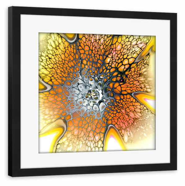 Poster mit Rahmen schwarz "Orange Bloom" artboxONE - Abstrakt