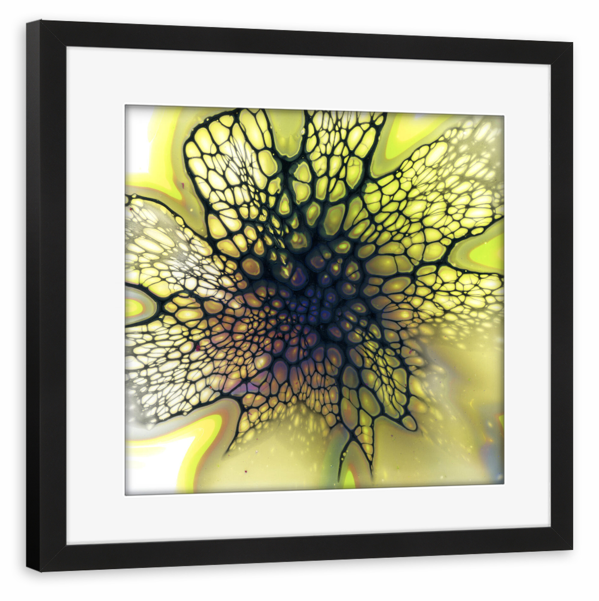 Poster mit Rahmen schwarz "Black Gelb green" artboxONE - Abstrakt