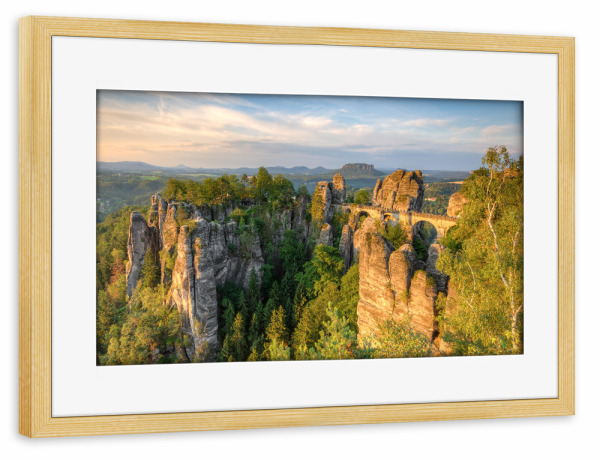 Poster mit Rahmen kiefer "Basteibrücke Sächsische Schweiz" artboxONE - Natur,Reise