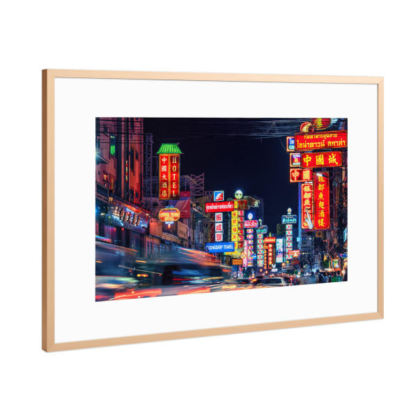 Poster mit Rahmen Kupfer "Yaowarat Road" artboxONE - Städte,Architektur