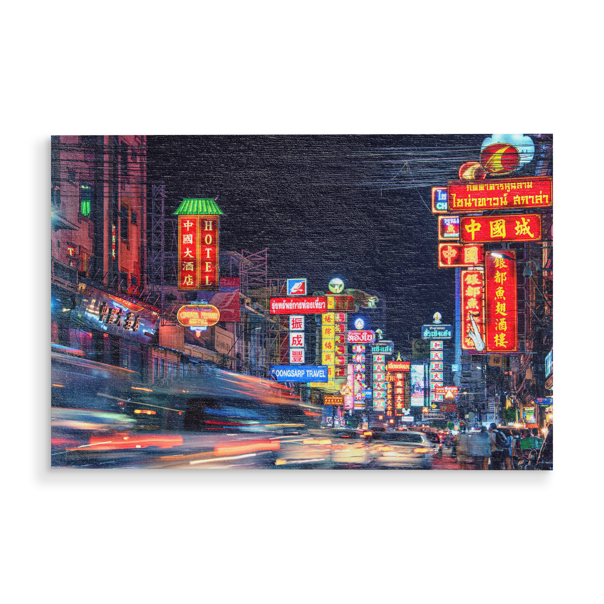 Holzbild "Yaowarat Road" artboxONE - Städte,Architektur