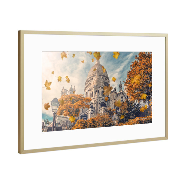 Poster mit Rahmen Gold "Autumn in Montmartre" artboxONE - Städte,Reise,Architektur,Städte / Paris,Reise / Länder