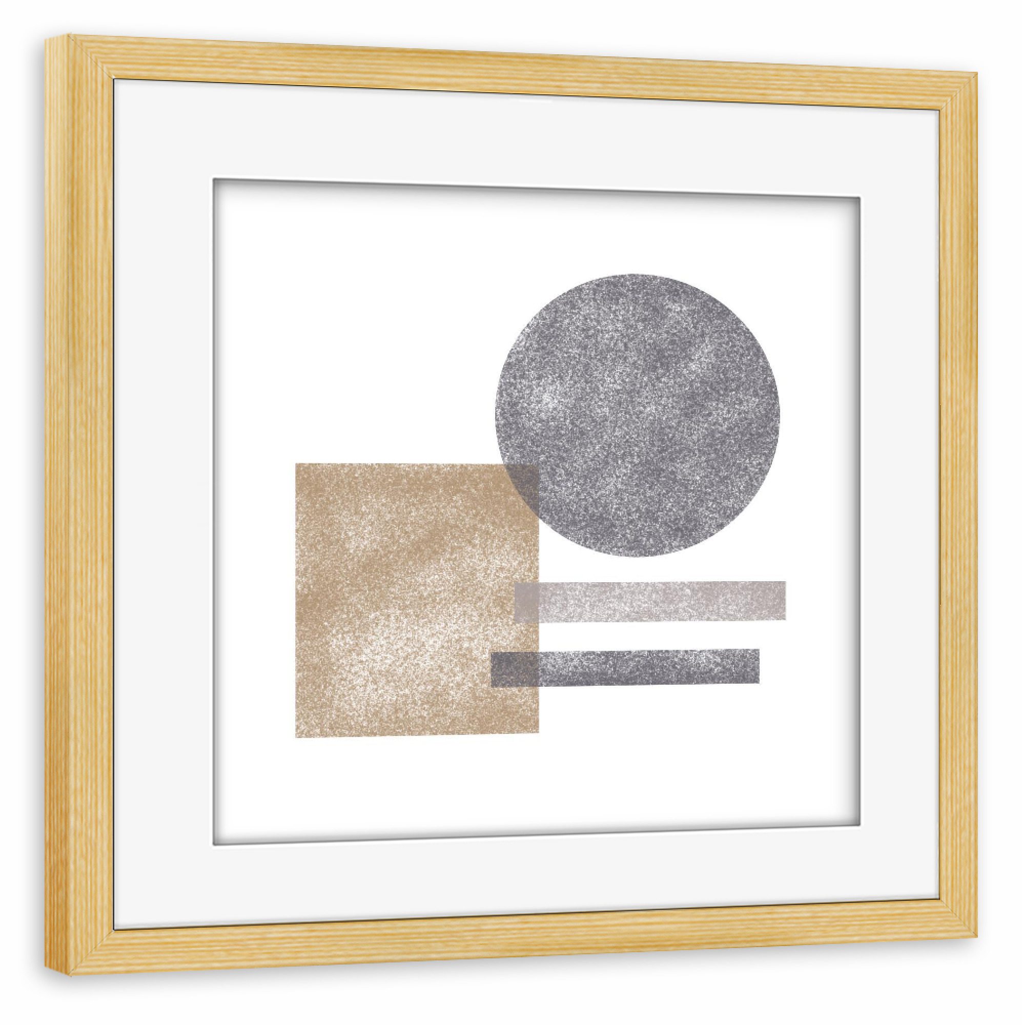 Poster mit Rahmen kiefer "Gold circle grey rectangles" artboxONE - Abstrakt,Geometrie