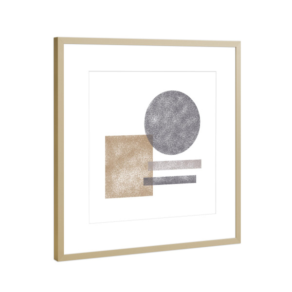 Poster mit Rahmen Gold "Gold circle grey rectangles" artboxONE - Abstrakt,Geometrie