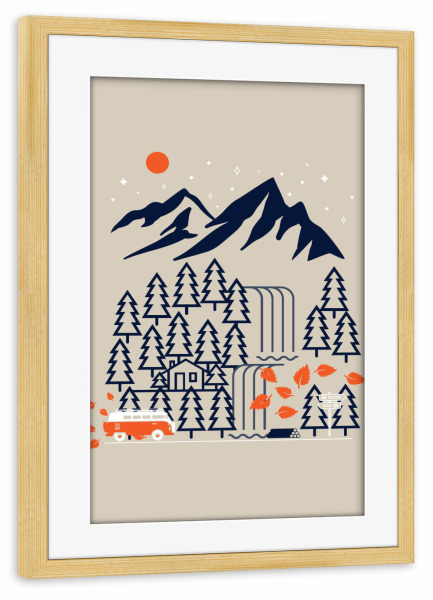 Poster mit Rahmen kiefer "Explore And Adventure" artboxONE - Natur,Reise,Geometrie,Liebe