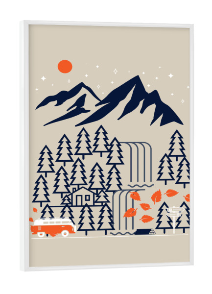 Poster mit weißem Rahmen "Explore And Adventure" artboxONE - Natur,Reise,Geometrie,Liebe