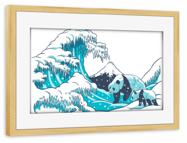 Poster mit Rahmen kiefer "Ice Wave Panda" artboxONE - Natur,Tiere,Comic